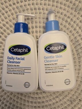 NWT Cetaphil Gentle Skin Cleanser And Daily Facial Cleanser 8oz.- Set of 2